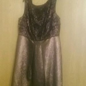 Black/Metallic Dress with lace on top.